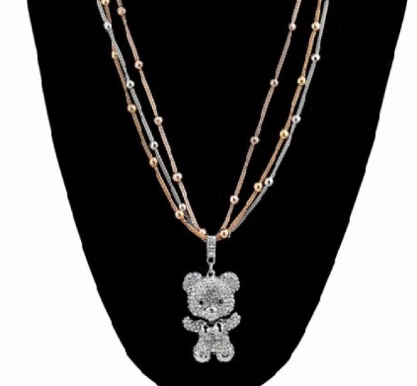 Frilly Gümüş Kaplama Ayıcık Kolye (FKK401) - 4