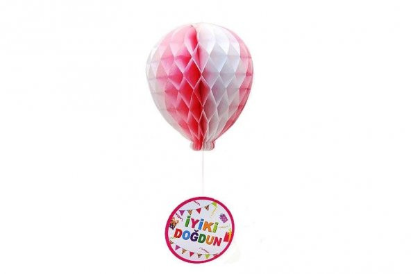 1 Adet Balon Şeklinde Pembe Beyaz Tepe Doğum Günü Süsü