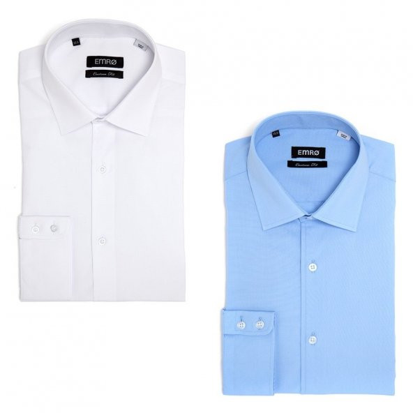 PINGÖMLEK KENSINGTON VESTA COMBO 1 BEYAZ A.MAVİ İKİLİ SET ERKEK GÖMLEK