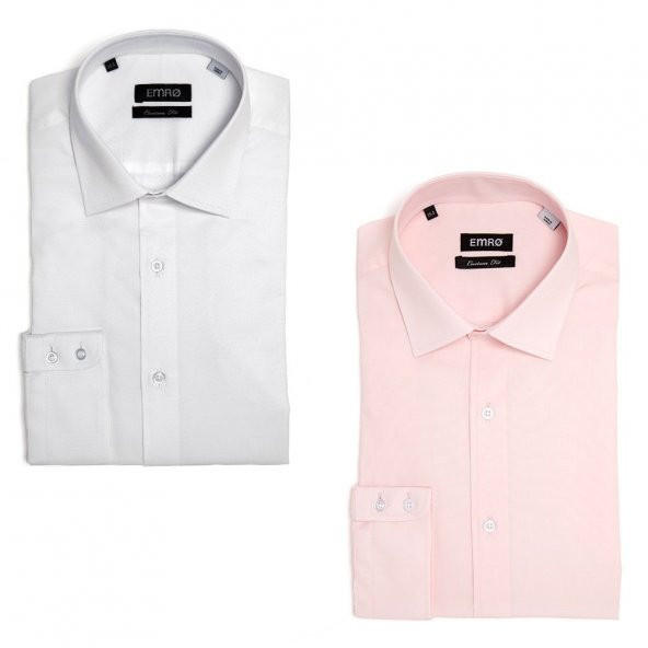 PINGÖMLEK KENSINGTON MONTELLO VESTA COMBO 10 İKİLİ SET ERKEK GÖMLEK DESENLİ BEYAZ PEMBE