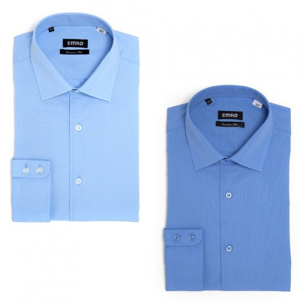 PINGÖMLEK KENSINGTON VESTA COMBO 12 İKİLİ SET ERKEK GÖMLEK AÇIK MAVİ VE ORAT MAVİ