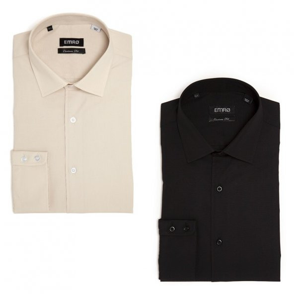 PINGÖMLEK KENSINGTON VESTA COMBO 20 İKİLİ SET ERKEK GÖMLEK BEJ VE SİYAH