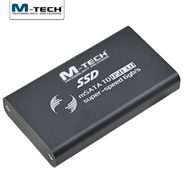 M-TECH MMSSD0056 USB3.0 mSATA 6Gbps için Harici SSD Disk Kutusu, Siyah