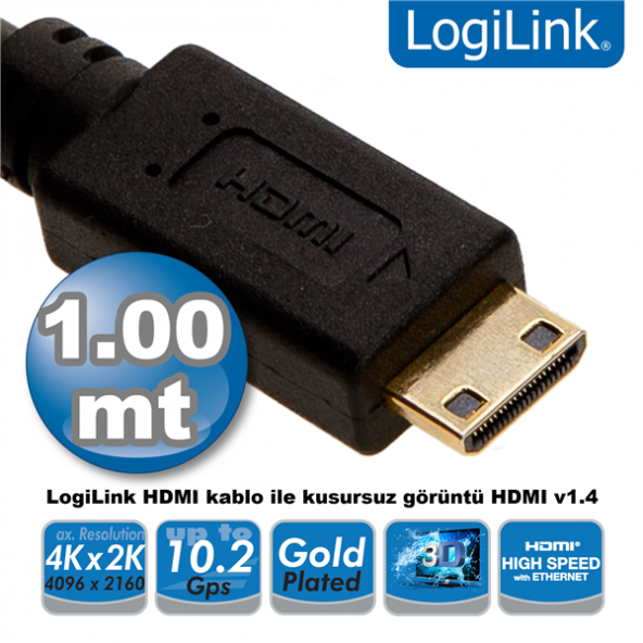 LogiLink CH0021 HDMI to Mini HDMI Kablo v1.4, 1.0m