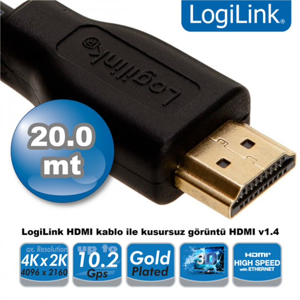 LogiLink CH0055 HDMI High Speed Kablo v1.4 20.0m