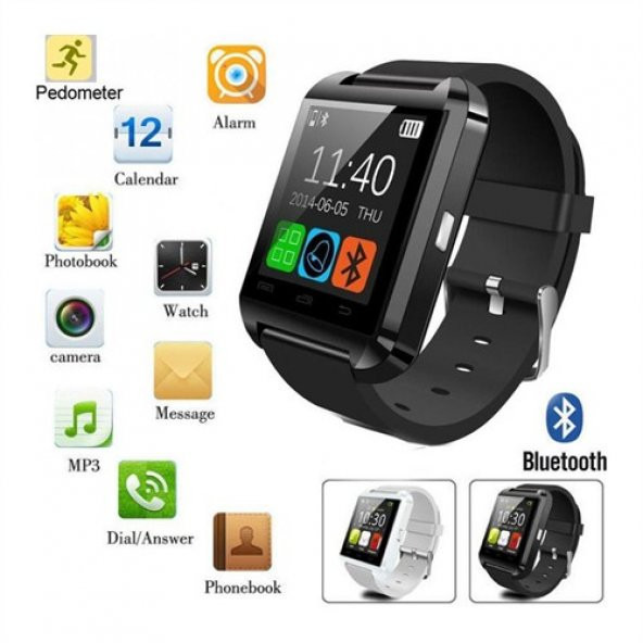 Berkev Akıllı Saat U8 Smart Watch Türkçe - Siyah - Resim 3