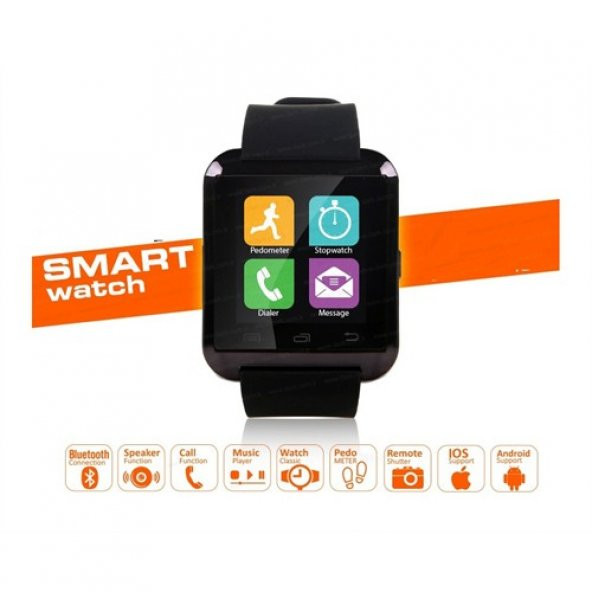 Berkev Akıllı Saat U8 Smart Watch Türkçe - Siyah - Resim 4