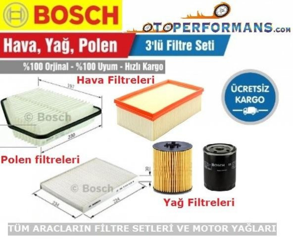 VW Bora 1.6 Bosch Filtre Bakım Seti (1998-2005) BCB AKL