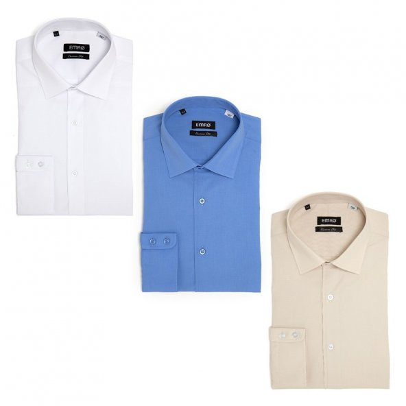 PINGÖMLEK KENSINGTON VESTA COMBO 26 ÜÇLÜ SET ERKEK GÖMLEK BEYAZ ORTA MAVİ BEJ