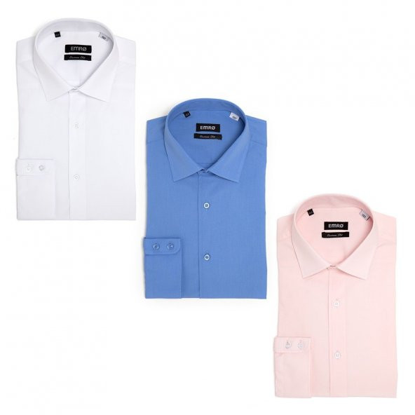 PINGÖMLEK KENSINGTON VESTA COMBO 27 ÜÇLÜ SET ERKEK GÖMLEK BEYAZ ORTA MAVİ PEMBE