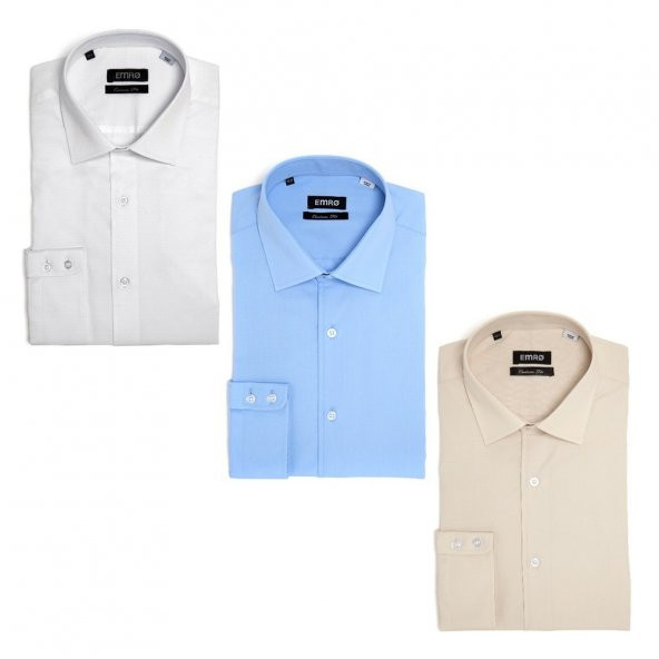 PINGÖMLEK KENSINGTON MONTELLO VESTA COMBO 32 ÜÇLÜ SET ERKEK GÖMLEK DESENLİ BEYAZ AÇIK MAVİ BEJ