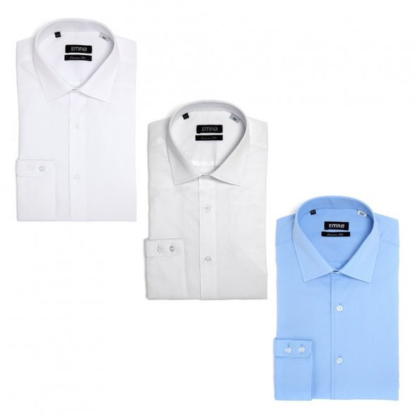 PINGÖMLEK KENSINGTON MONTELLO VESTA COMBO 41 ÜÇLÜ SET ERKEK GÖMLEK BEYAZ DESENLİ BEYAZ AÇIK MAVİ