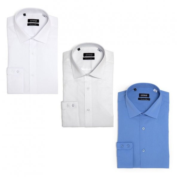 PINGÖMLEK KENSINGTON VESTA COMBO 42 ÜÇLÜ SET ERKEK GÖMLEK BEYAZ DESENLİ BEYAZ ORTA MAVİ