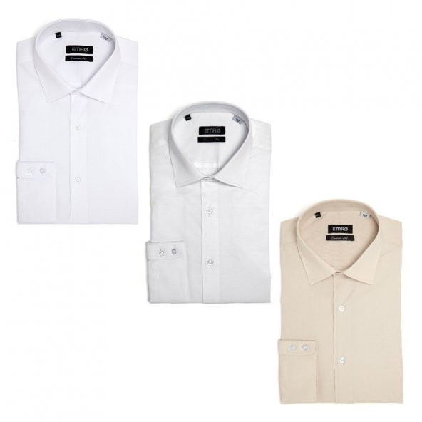 PINGÖMLEK KENSINGTON MONTELLO VESTA COMBO 43 ÜÇLÜ SET ERKEK GÖMLEK BEYAZ DESENLİ BEYAZ BEJ