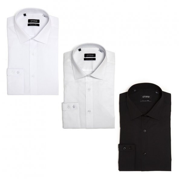 PINGÖMLEK KENSINGTON MONTELLO VESTA COMBO 45 ÜÇLÜ SET ERKEK GÖMLEK BEYAZ DESENLİ BEYAZ SİYAH