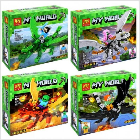 LELE 33072 Minecraft MY WORLD Lego Seti (4 Farklı Seçenek)