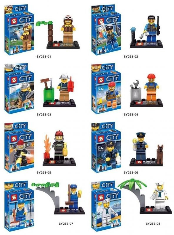 SY 263 City Lego Seti Tam 8 Figür - 4