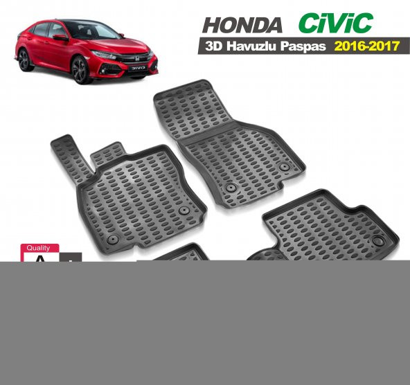 Honda Civic 3D Havuzlu Paspas 2016-2017-2018