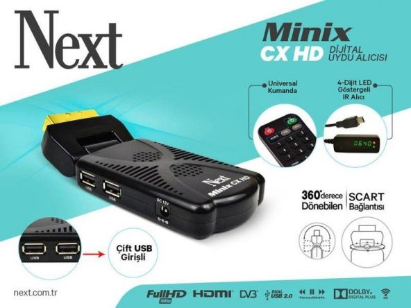 NEXT MİNİX CX HD FULL HD UYDU SCART + HD ALICISI USB
