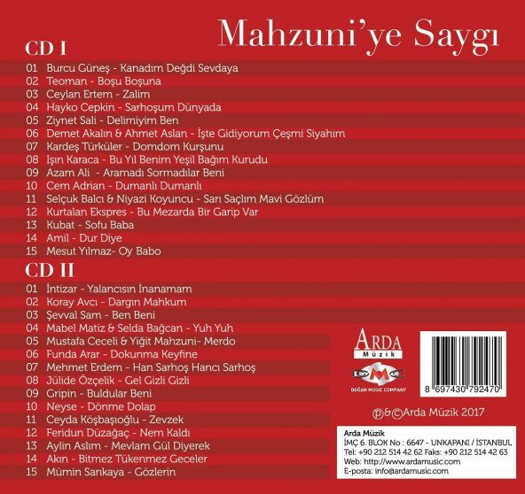 MAHZUNİYE SAYGI - ÇEŞİTLİ SANATÇILAR (2 CD) - 2