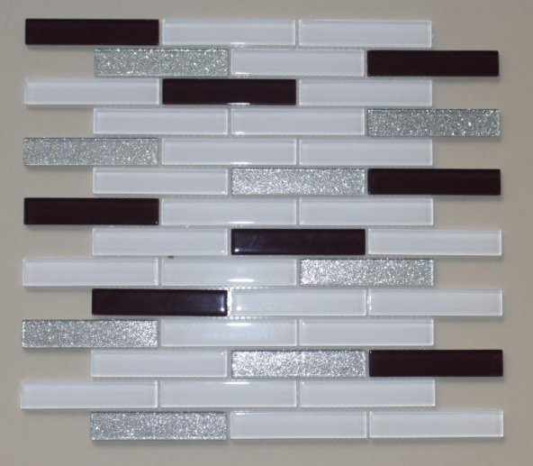 Mutfak Tezgah Arası Kristal Cam Mozaik Mürdüm MCM MP 470 20x98