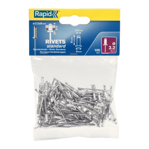 Rapid Perçin 3.2 X 8 Mm Alüminyum 100 Adet 5000377 ürün görseli