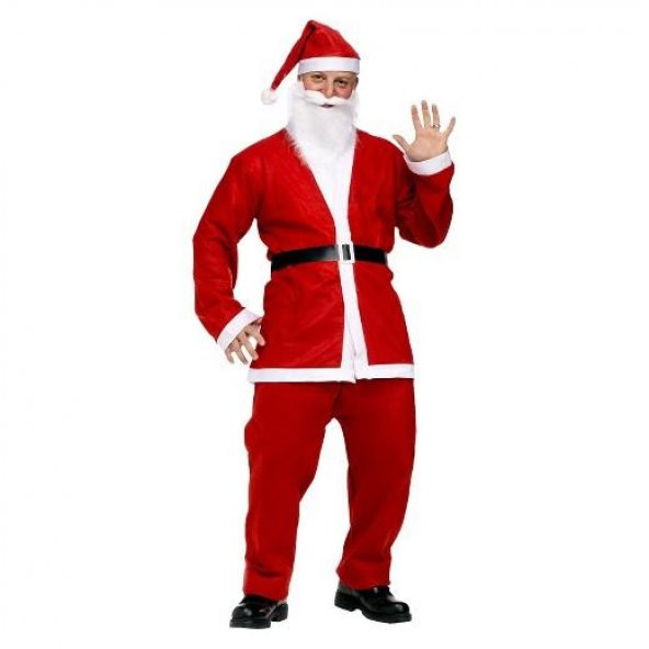Noel Baba Kostüm Seti Polar: Kemer-Çuval-Şapka-Pantolon-Ceket Yet
