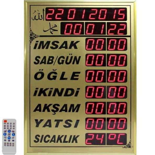 Odesan Dijital Namaz Vakti Vakitmatik Cami Saati Isı Ölçer