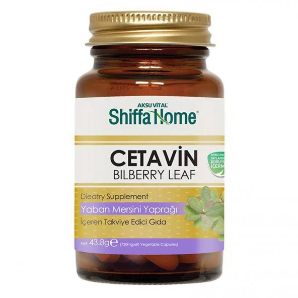 Shiffa Home CETAVIN Kapsül CTV 730 mg x 60 Adet Bilberry Leaf Yaban Mersini Yaprağı Aksuvital ShiffaHome