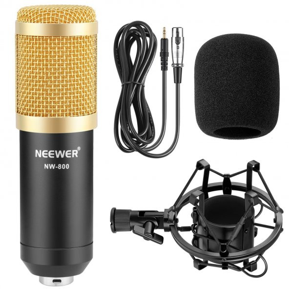 Neewer NW800 Mikrofon, Mikrofon Tutcu, Güç Kabls ve Rüzgar Sünger