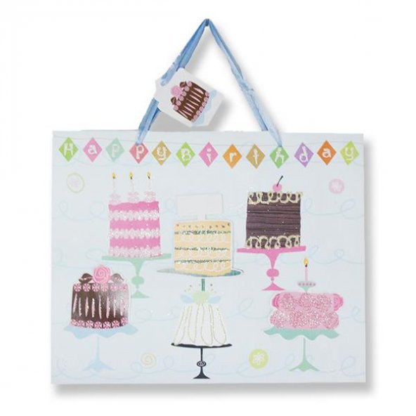 1 Adet 20x33cm Karton Çanta Pastalı Doğumgünü - 2