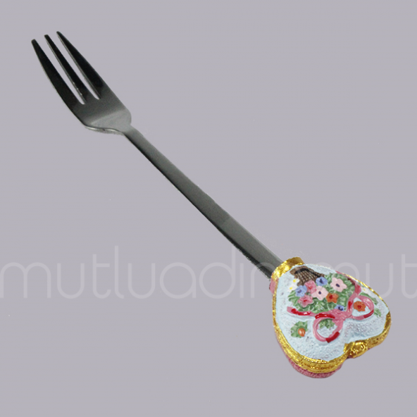 Çiçek Desenli Kalpli Çatal Ve Kaşık - 3