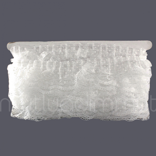 Beyaz Puanlı Fırfır Kurdela 5cm X 9metre - 2
