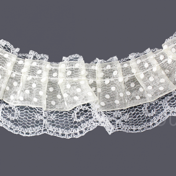 Beyaz Puanlı Fırfır Kurdela 5cm X 9metre - 4