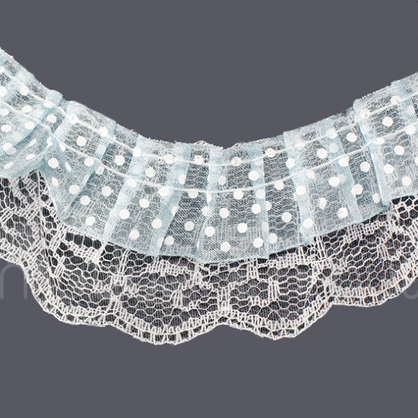 Beyaz Puanlı Fırfır Kurdela 5cm X 9metre - 6