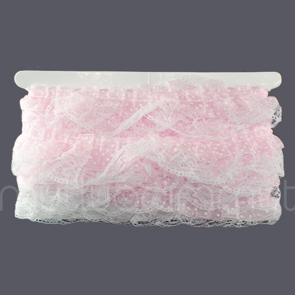 Beyaz Puanlı Fırfır Kurdela 5cm X 9metre - 7