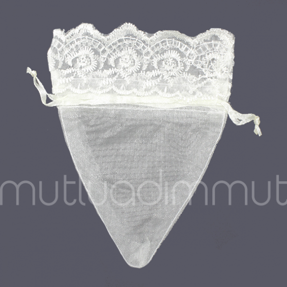24 Adet 10x13cm Ağzı Dantel Üçgen Kese - 6