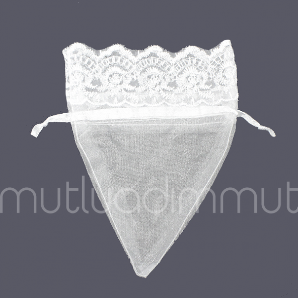 24 Adet 10x13cm Ağzı Dantel Üçgen Kese - 9