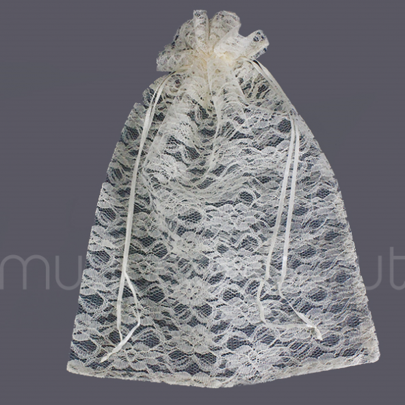 6 Adet 30x40cm Dantel Kese Hediyelik Kese - 4