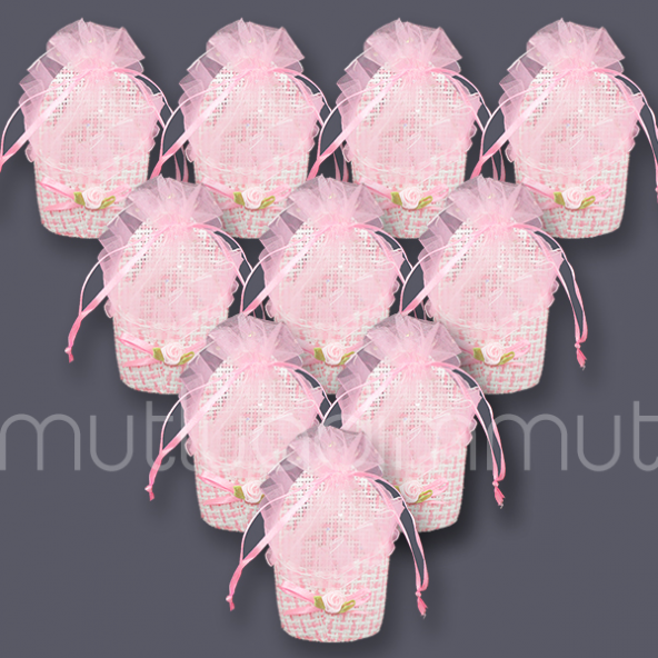 24 Adet Ağzı Üçgen Hasır Hediyelik Çanta Kese Çerezlik