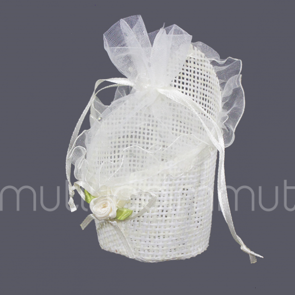 24 Adet Ağzı Üçgen Hasır Hediyelik Çanta Kese Çerezlik - 4