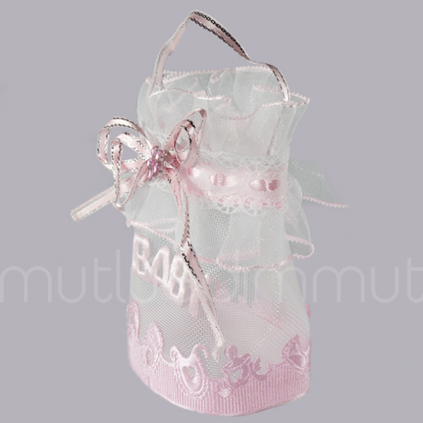 12 Adet 6x7cm Baby Yazılı Kumaş Hediyelik Çanta - 4