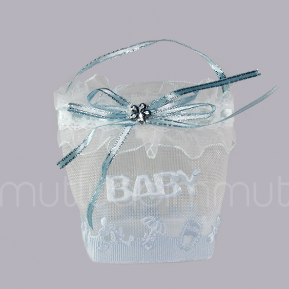 12 Adet 6x7cm Baby Yazılı Kumaş Hediyelik Çanta - 5