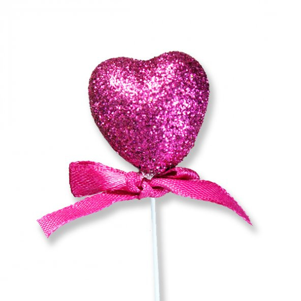 12 Adet Simli Strafor Kalp Çubuk - 3