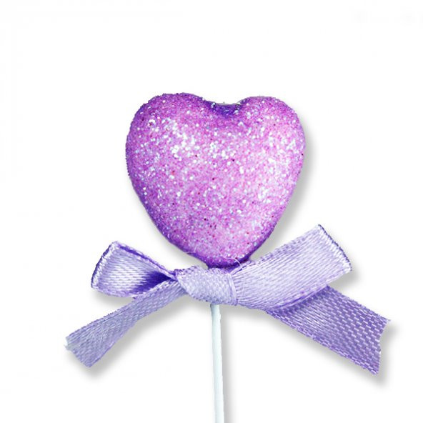 12 Adet Simli Strafor Kalp Çubuk - 5