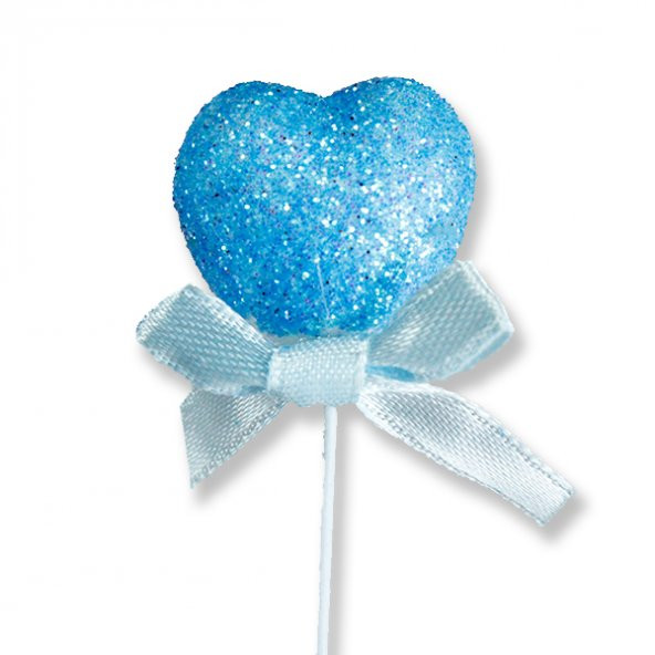 12 Adet Simli Strafor Kalp Çubuk - 6