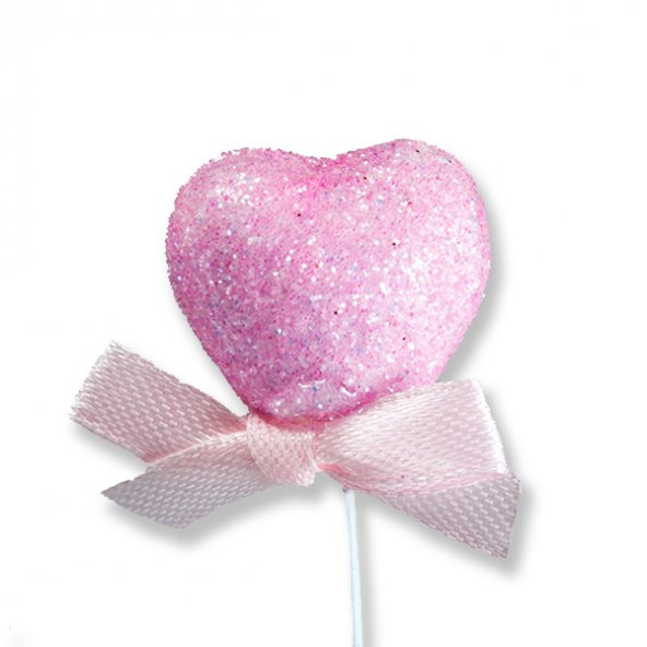 12 Adet Simli Strafor Kalp Çubuk - 7