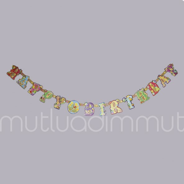 Ayçiçekli Happy Birthday Bayrak Flama Banner