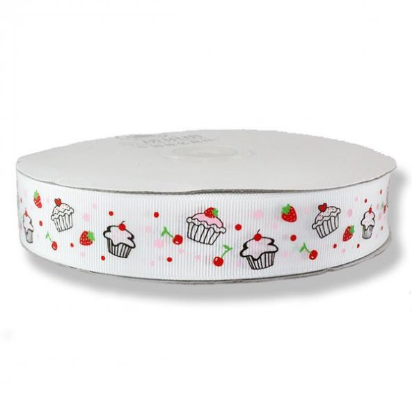 2,5cm X 50m Cupcake Motifli Grogren Kurdela - 2