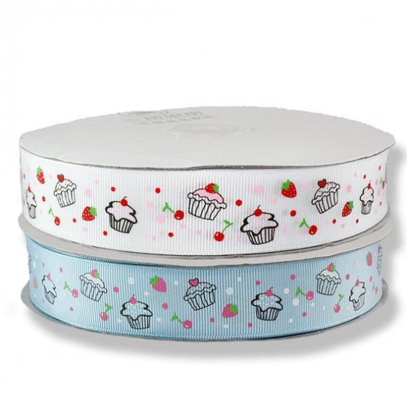 2,5cm X 50m Cupcake Motifli Grogren Kurdela - 3